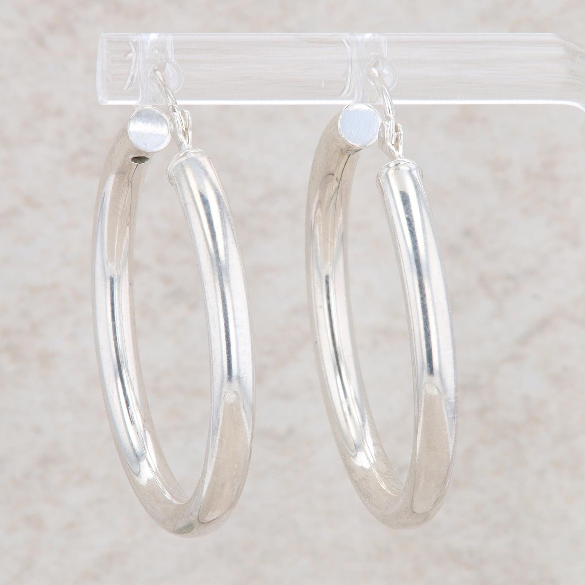 Sterling Silver Tube Hoop Earrings 4.27g