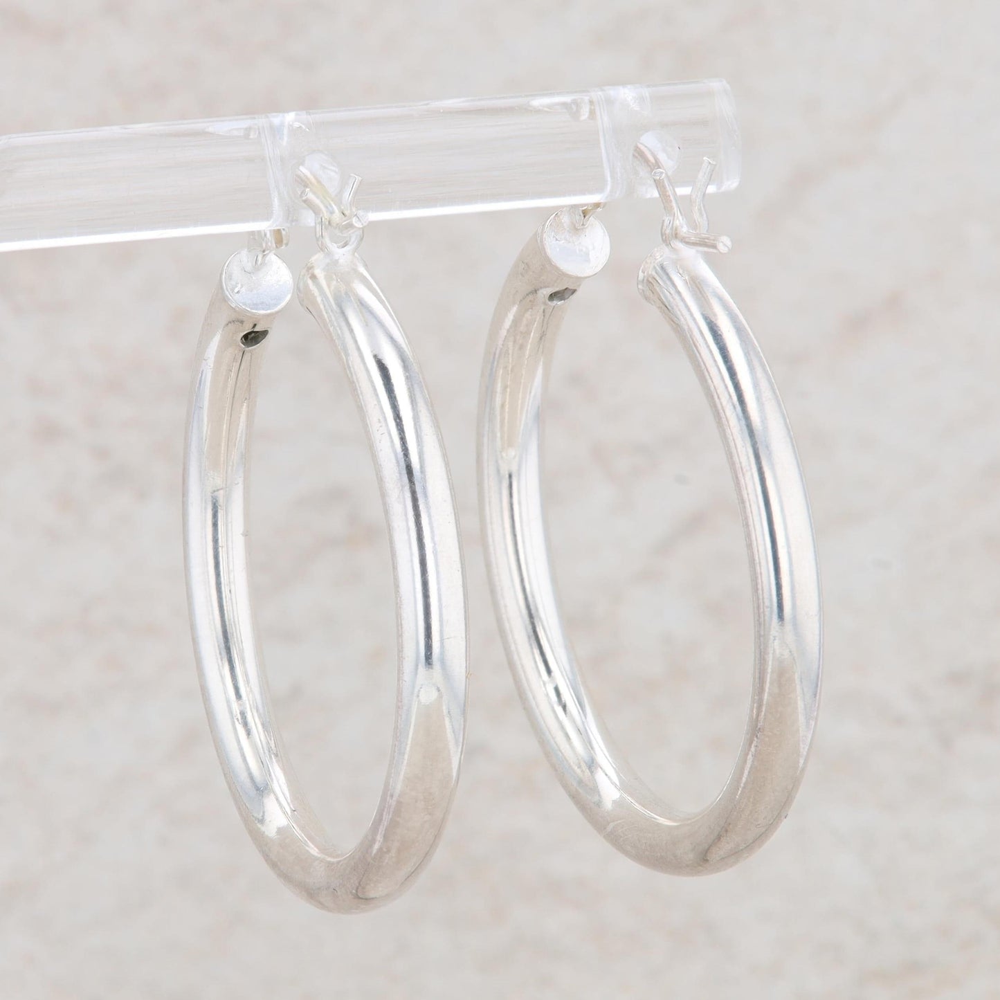 Sterling Silver Tube Hoop Earrings 4.27g