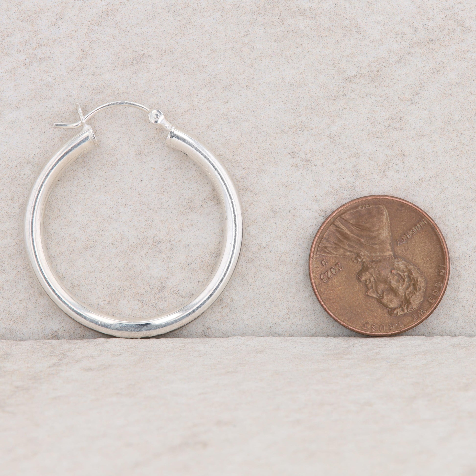 Sterling Silver Tube Hoop Earrings 4.27g