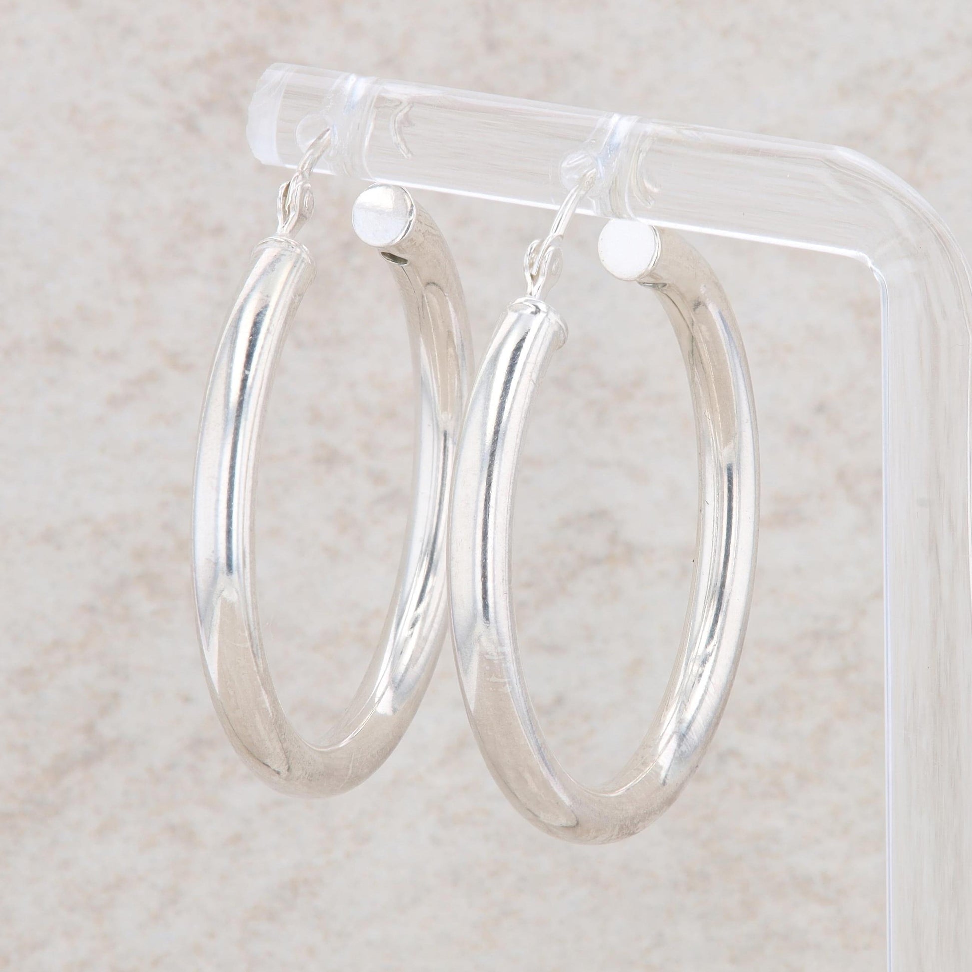 Sterling Silver Tube Hoop Earrings 4.27g