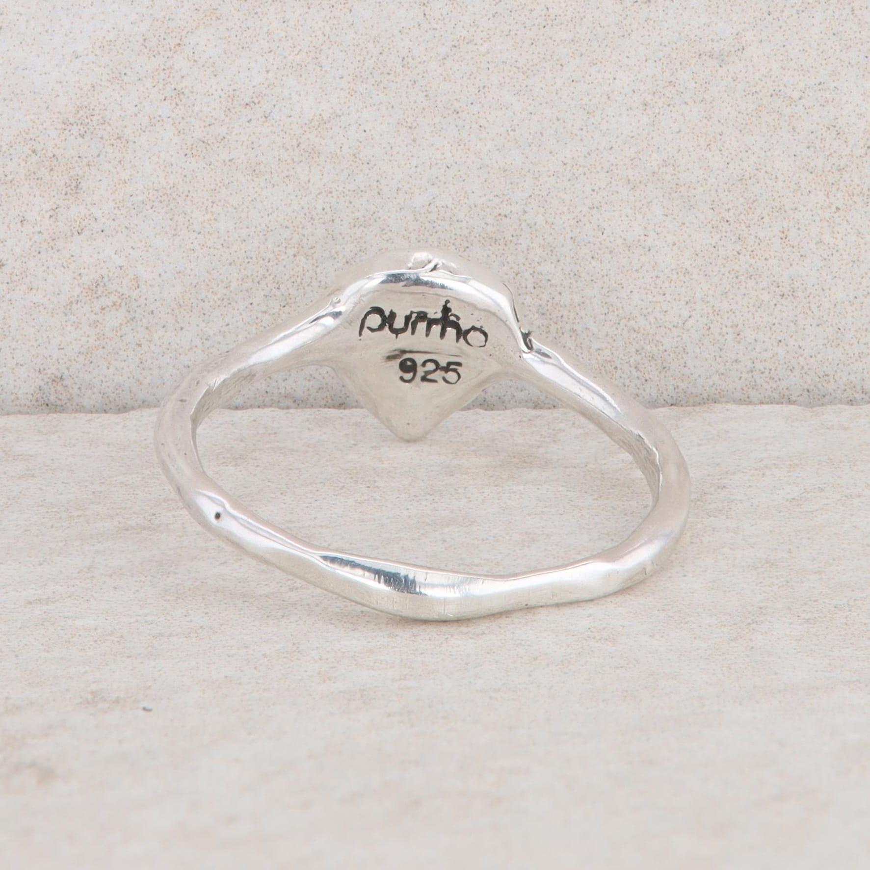 Sterling Silver Branded Pyrrha Mini Skull Ring
