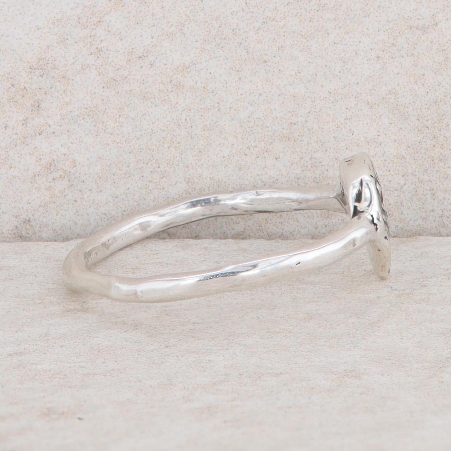 Sterling Silver Branded Pyrrha Mini Skull Ring