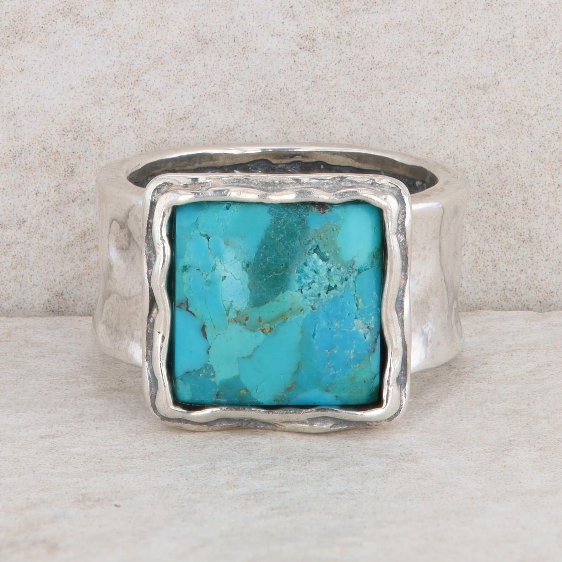 Sterling Silver Composite Turquoise Square Ring
