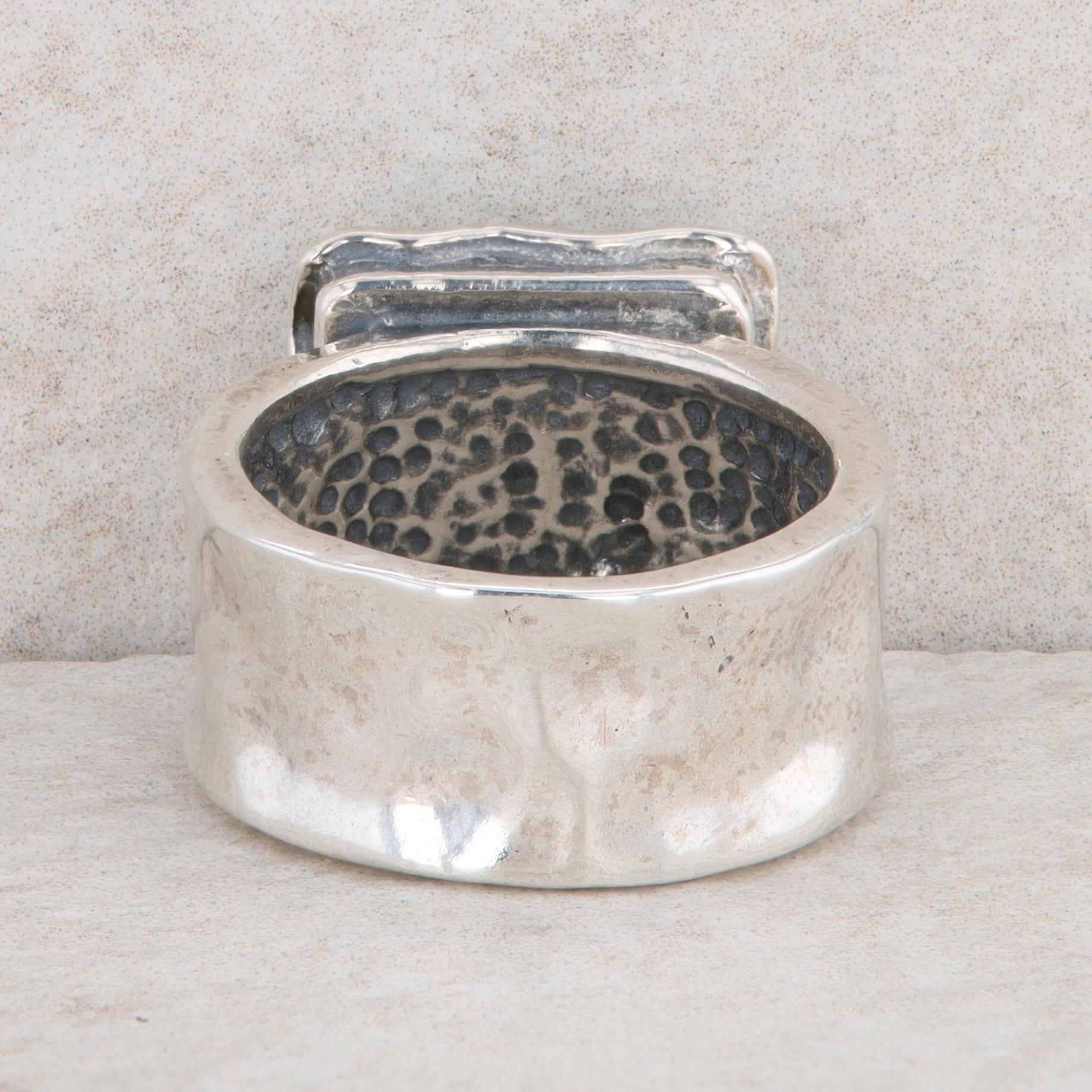 Sterling Silver Composite Turquoise Square Ring