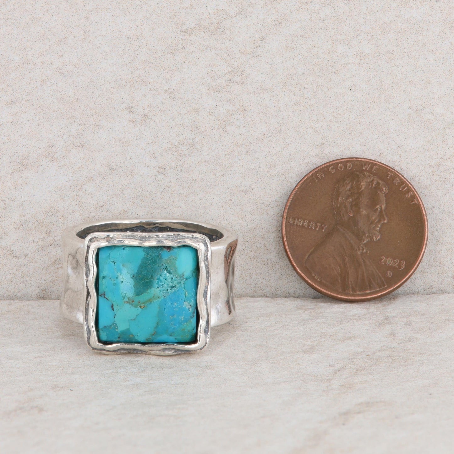 Sterling Silver Composite Turquoise Square Ring