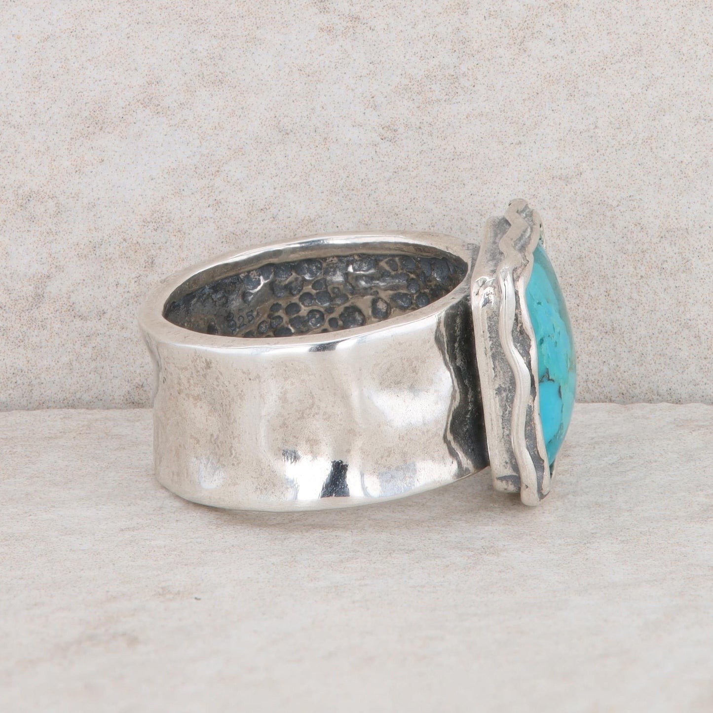 Sterling Silver Composite Turquoise Square Ring