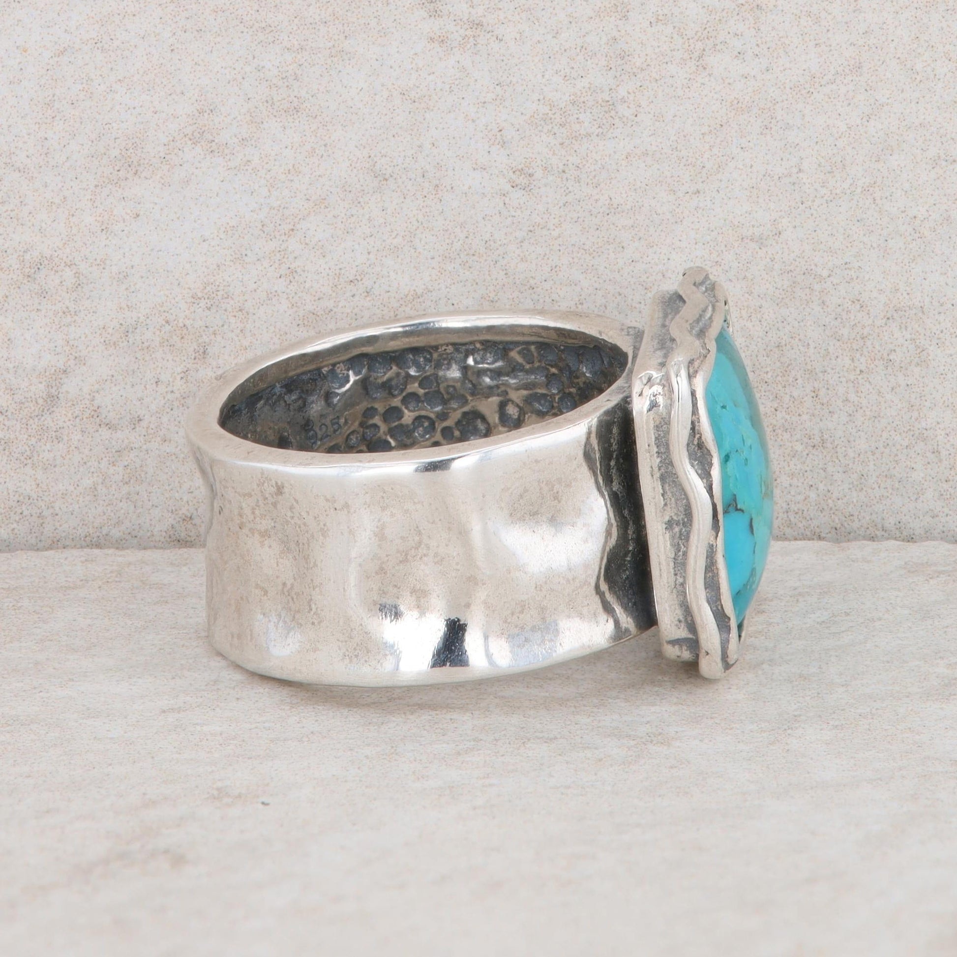 Sterling Silver Composite Turquoise Square Ring