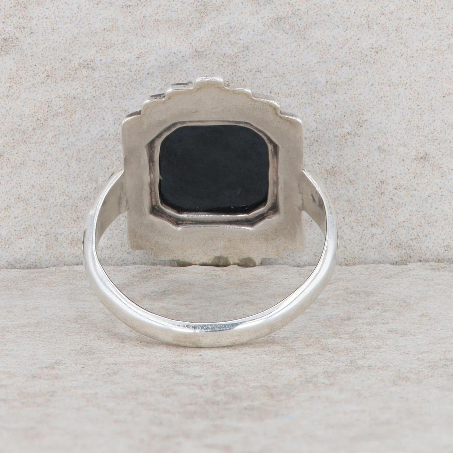 Sterling Silver Marcasite and Onyx Ring