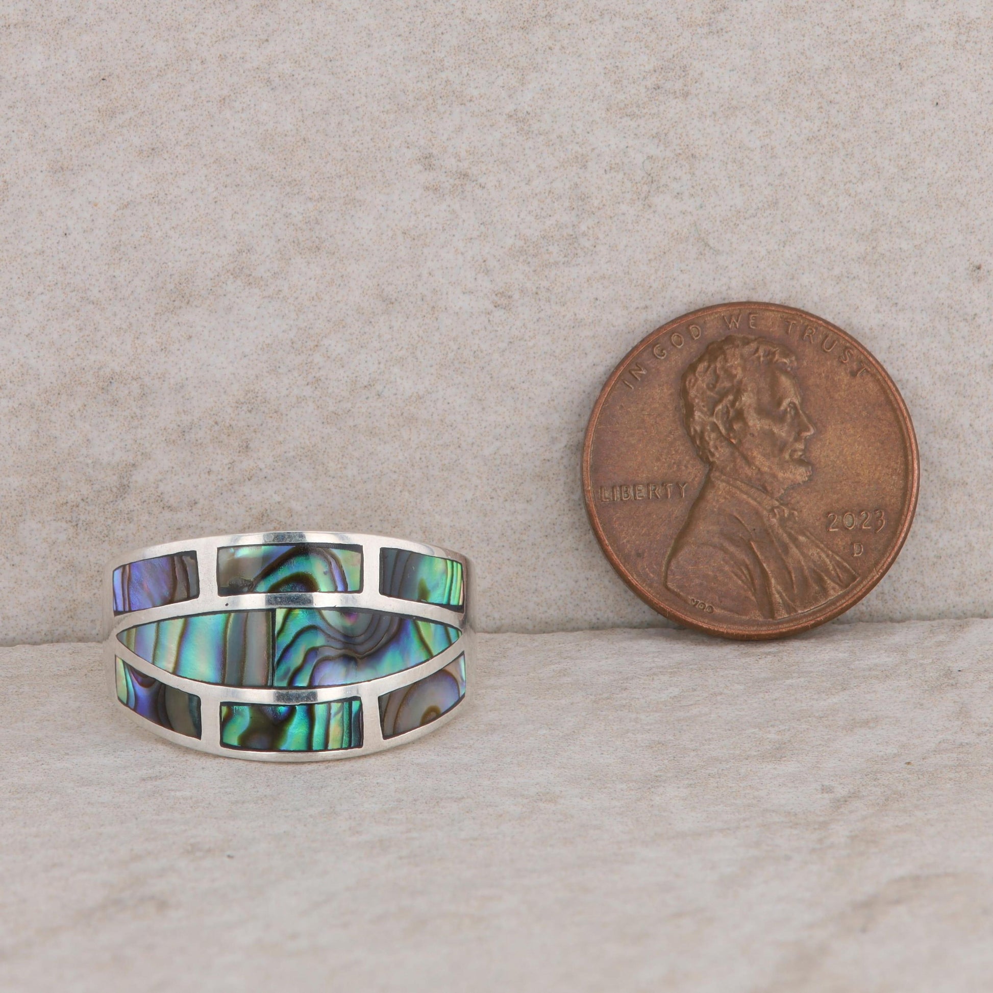 Sterling Silver Abalone Shell Inlay Ring