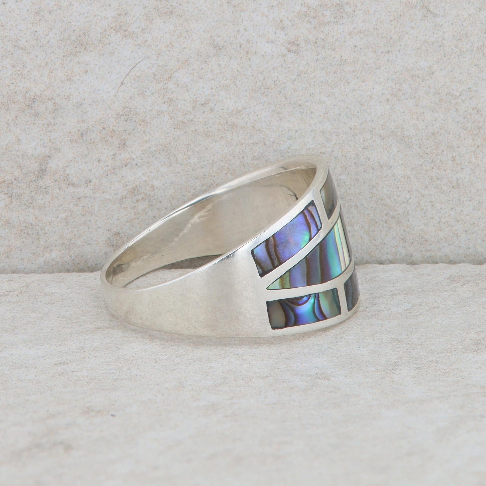 Sterling Silver Abalone Shell Inlay Ring