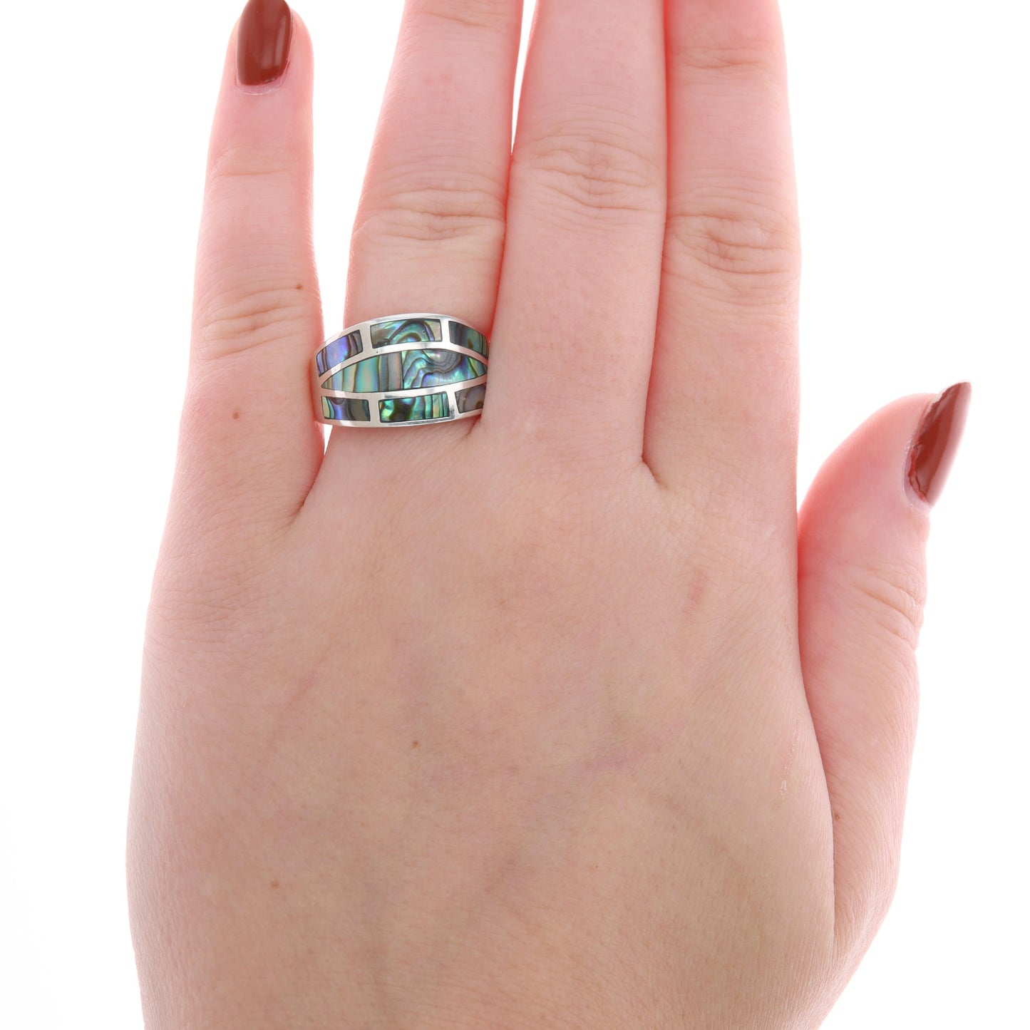 Sterling Silver Abalone Shell Inlay Ring