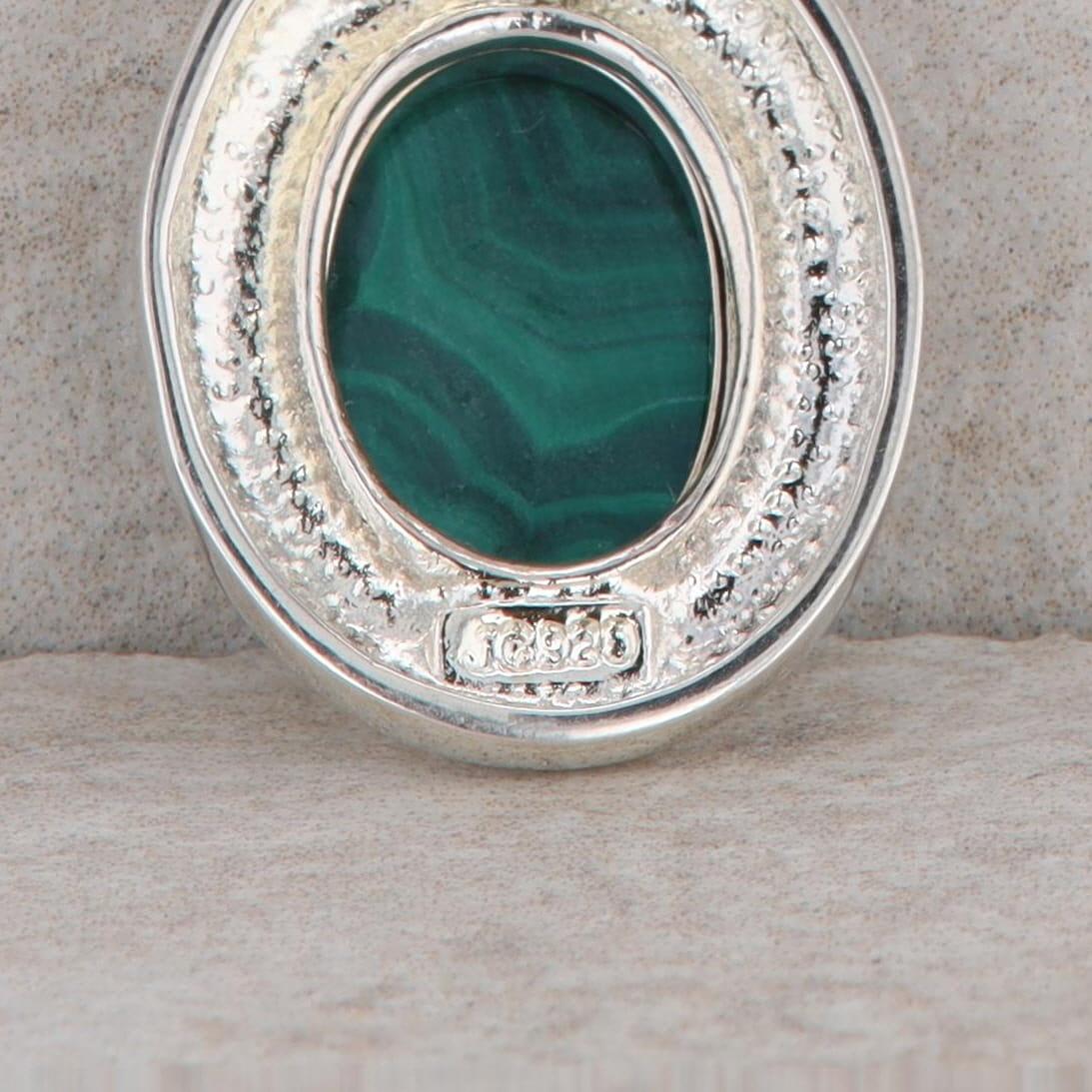 Sterling Silver Malachite Oval Necklace