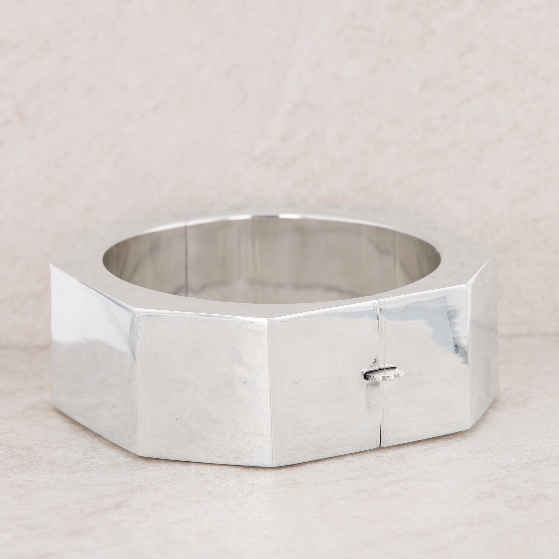 Sterling Silver Wide Octagonal Bangle Cuff 58.54g