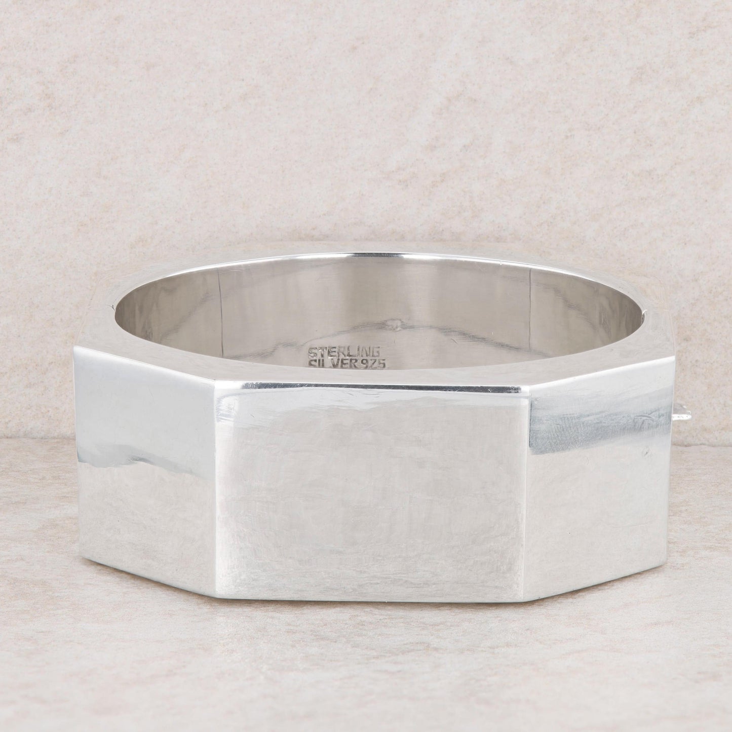 Sterling Silver Wide Octagonal Bangle Cuff 58.54g