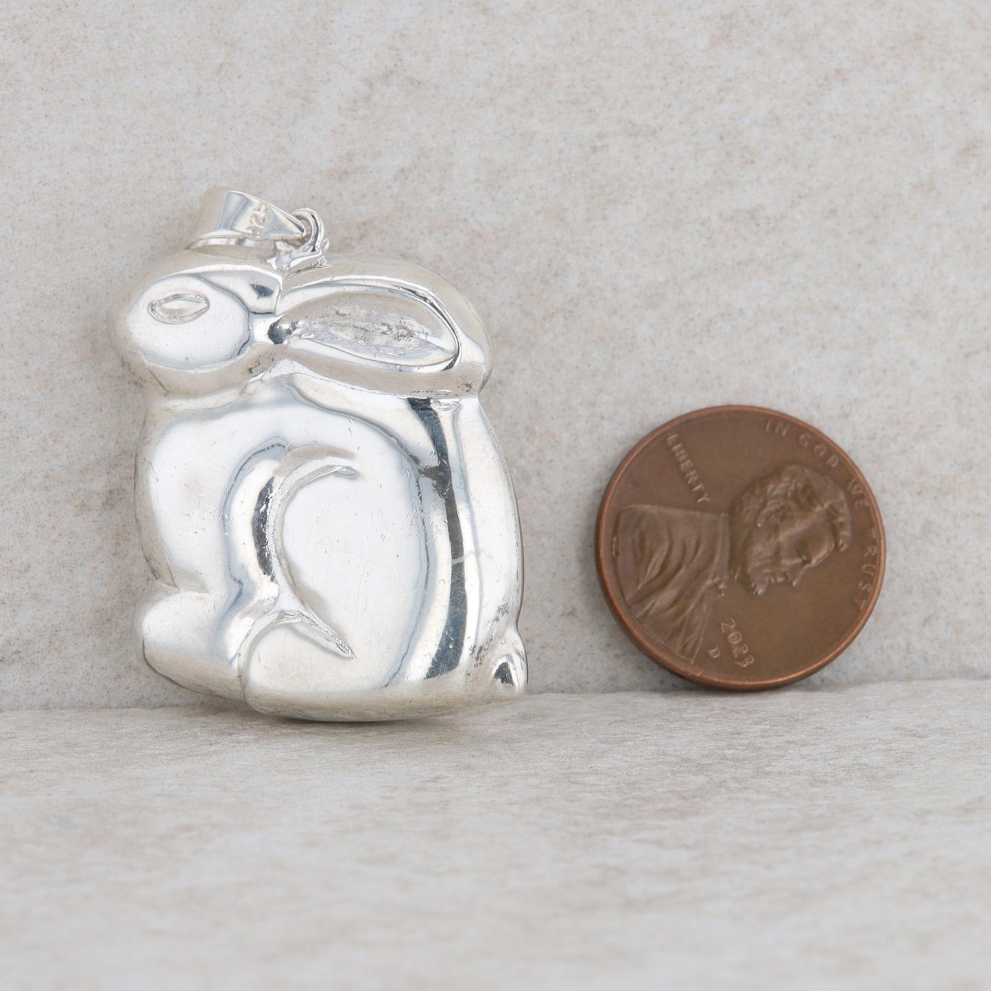 Sterling Silver Rabbit Bunny Pendant 8.14g