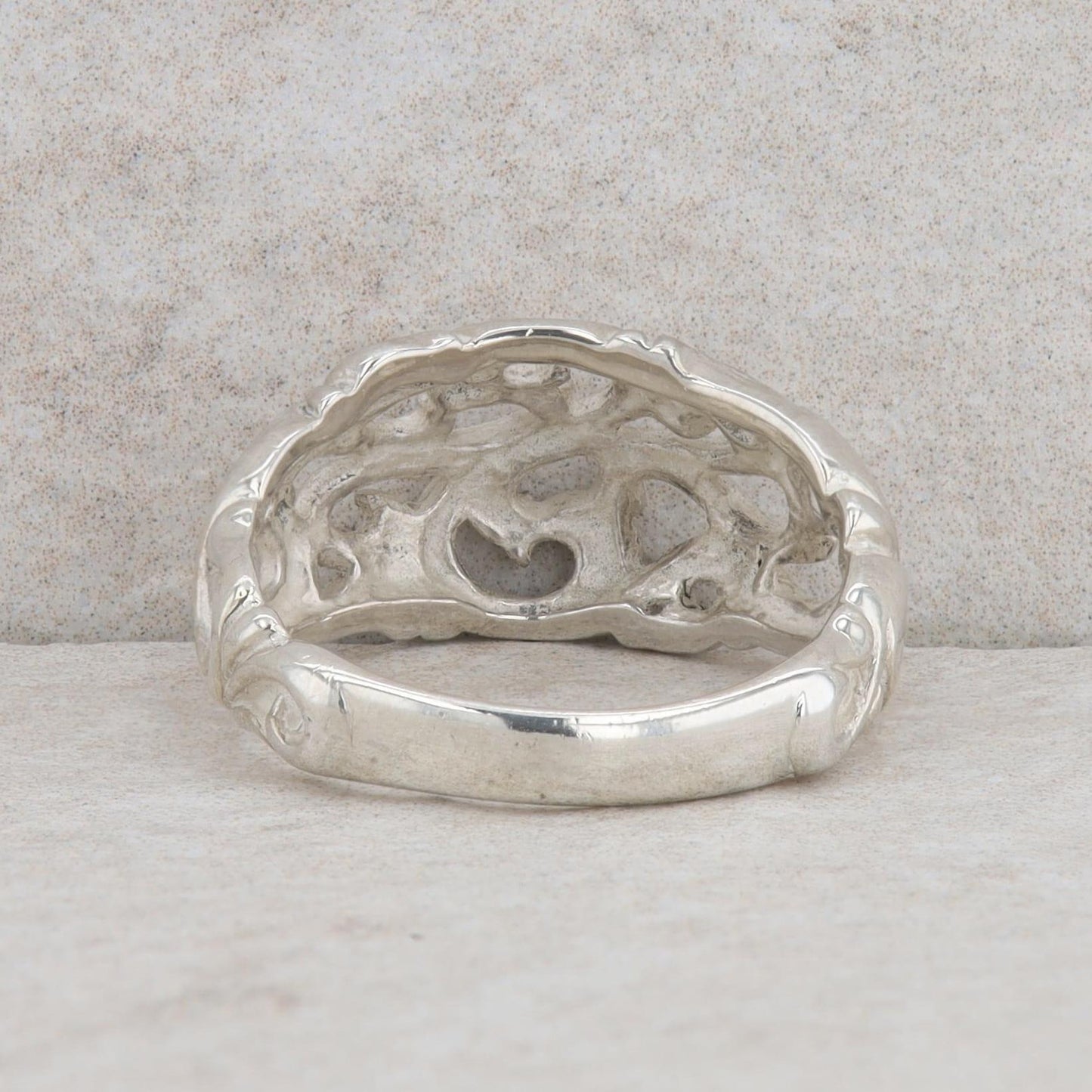 Sterling Silver Filigree Domed Ring 4.46g