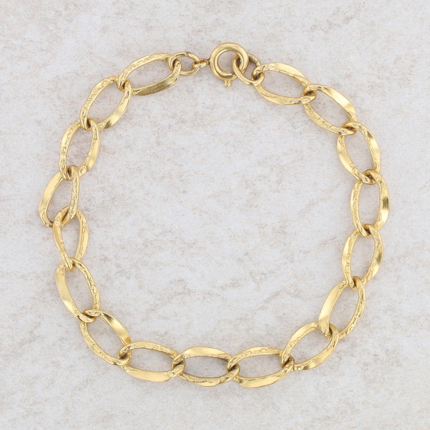 Sterling Silver/Gold Filled Textured Oval Link Bracelet 5.52g