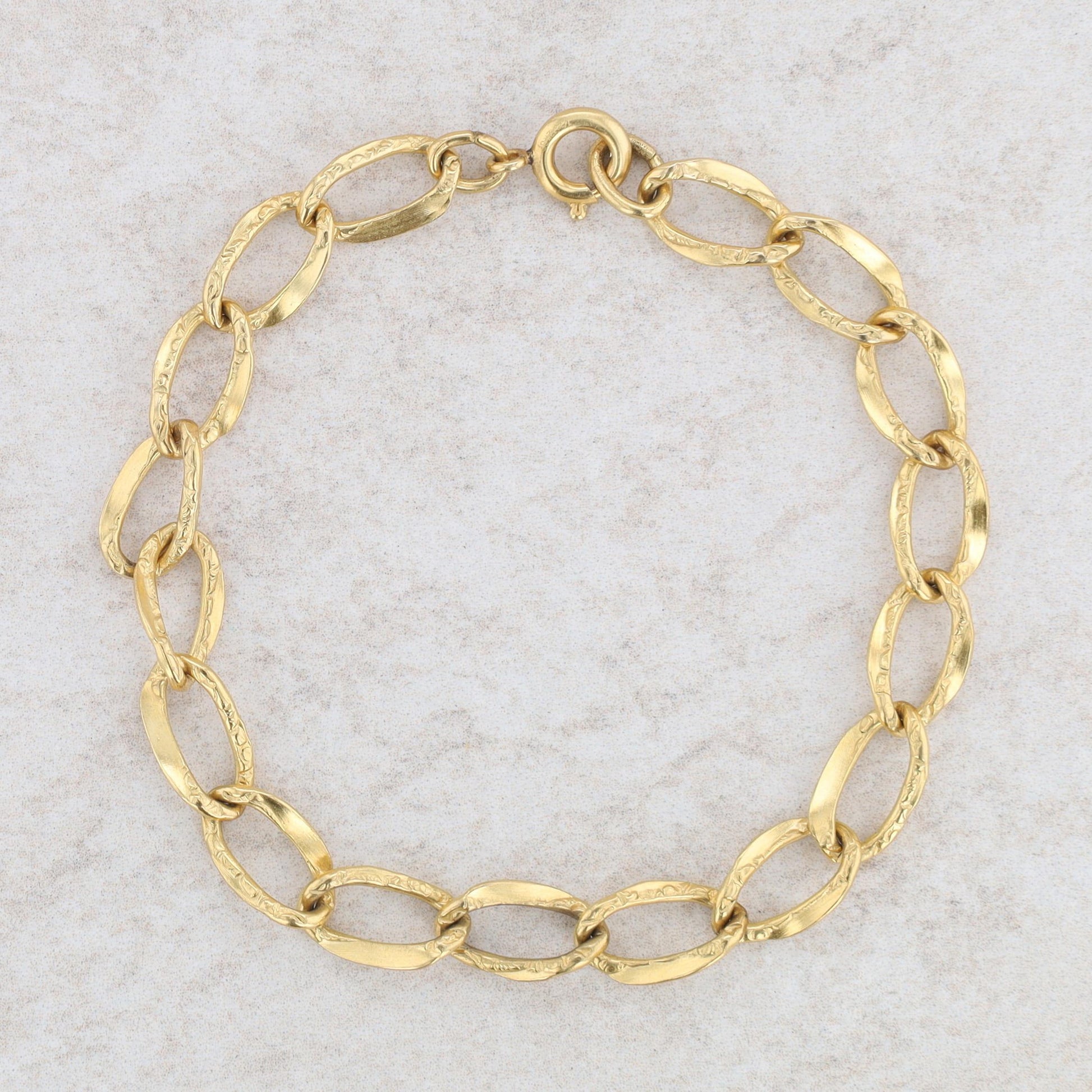 Sterling Silver/Gold Filled Textured Oval Link Bracelet 5.52g