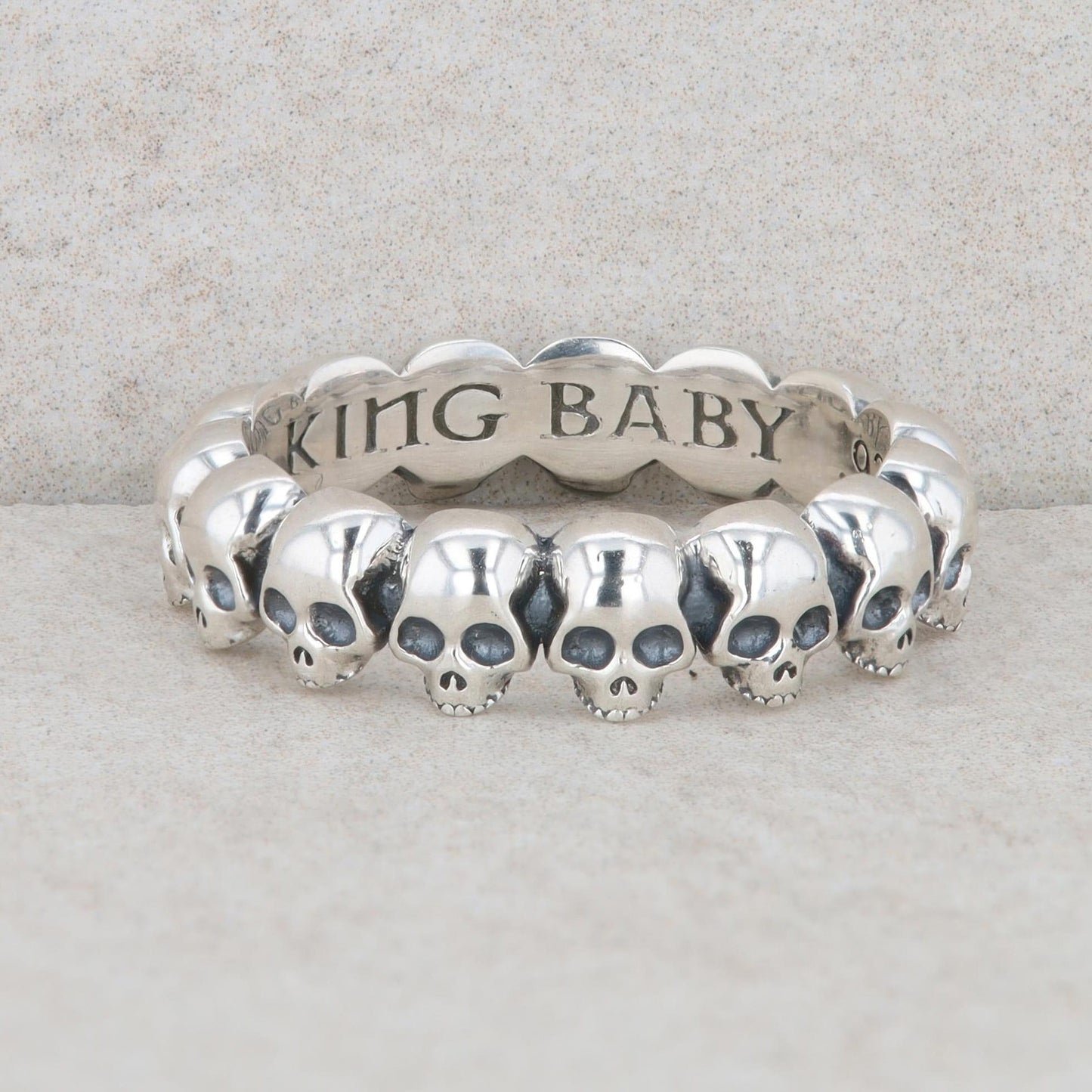 Sterling Silver King Bobby Skull Eternity Ring 7.10g