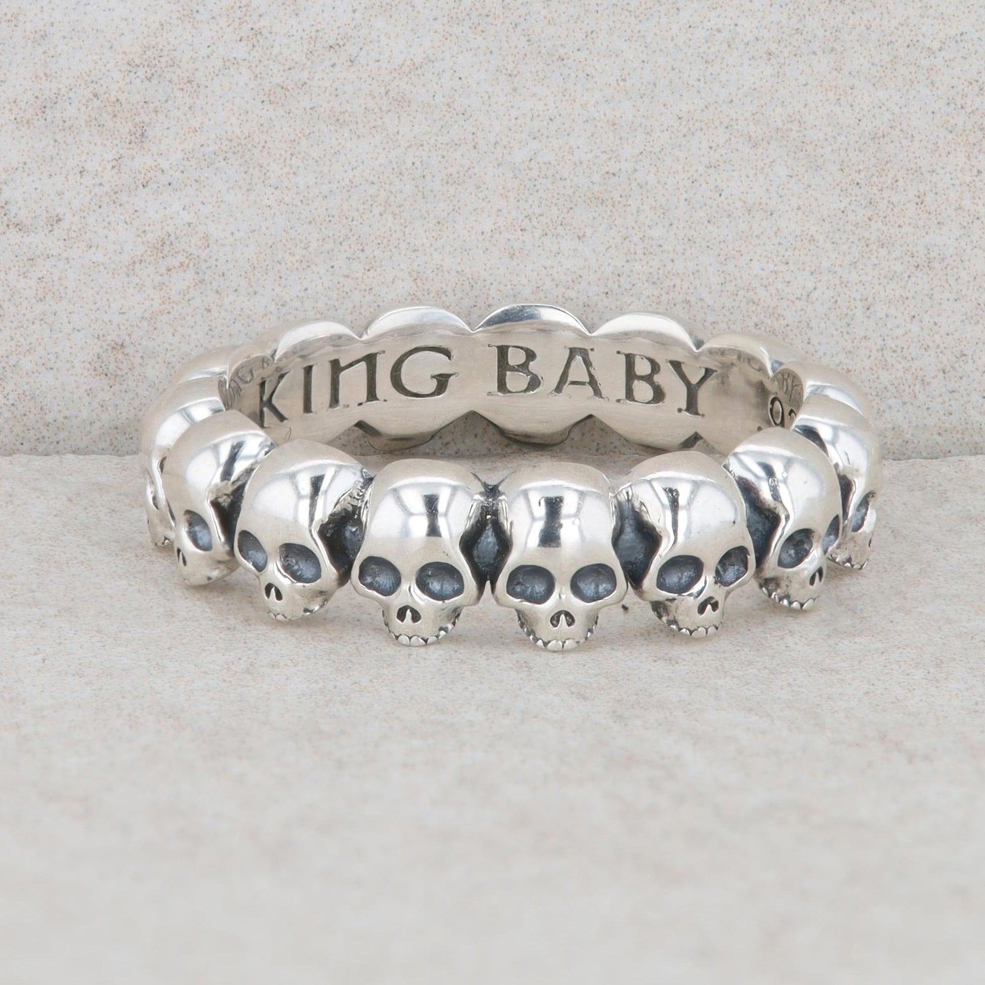 Sterling Silver King Bobby Skull Eternity Ring 7.10g