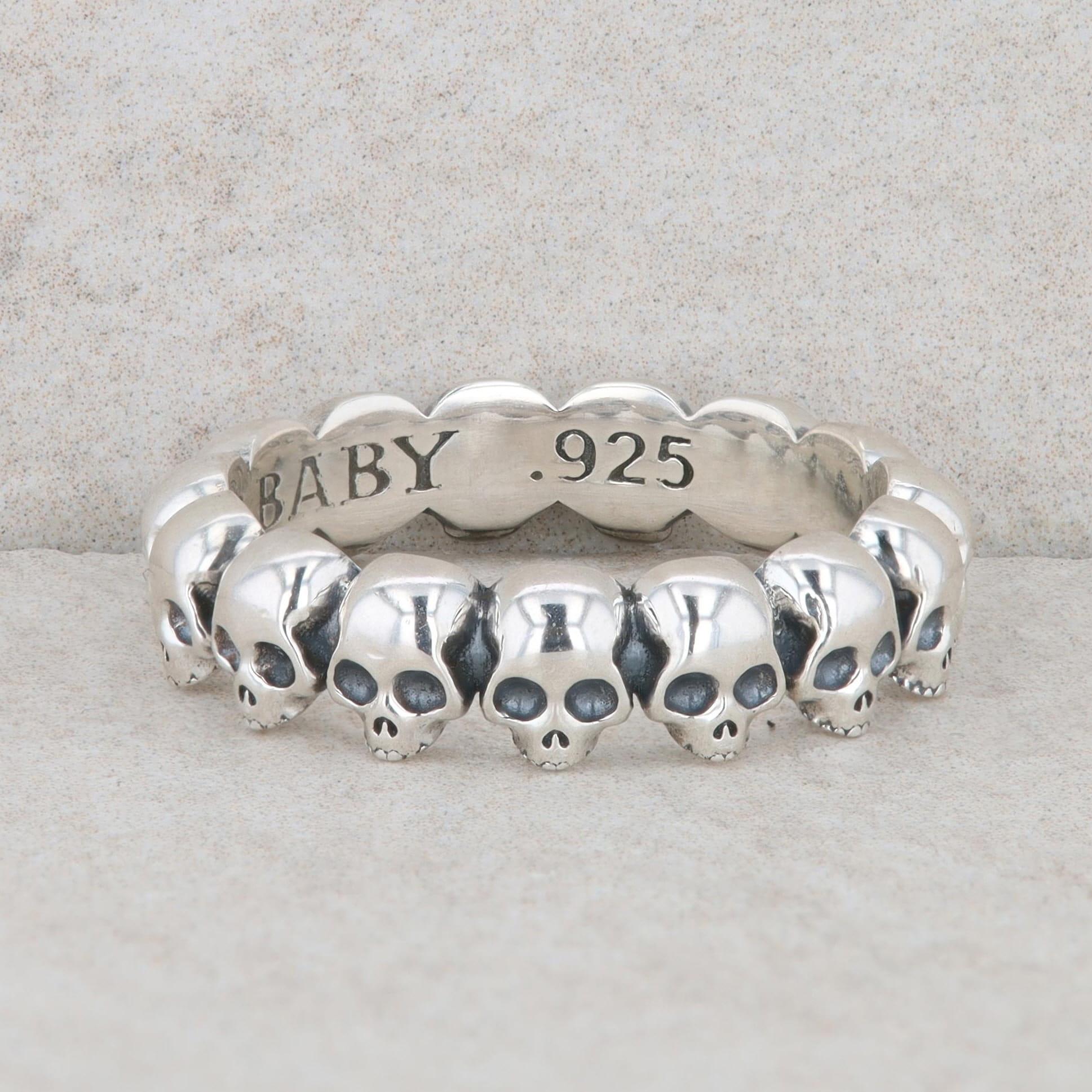 Sterling Silver King Bobby Skull Eternity Ring 7.10g