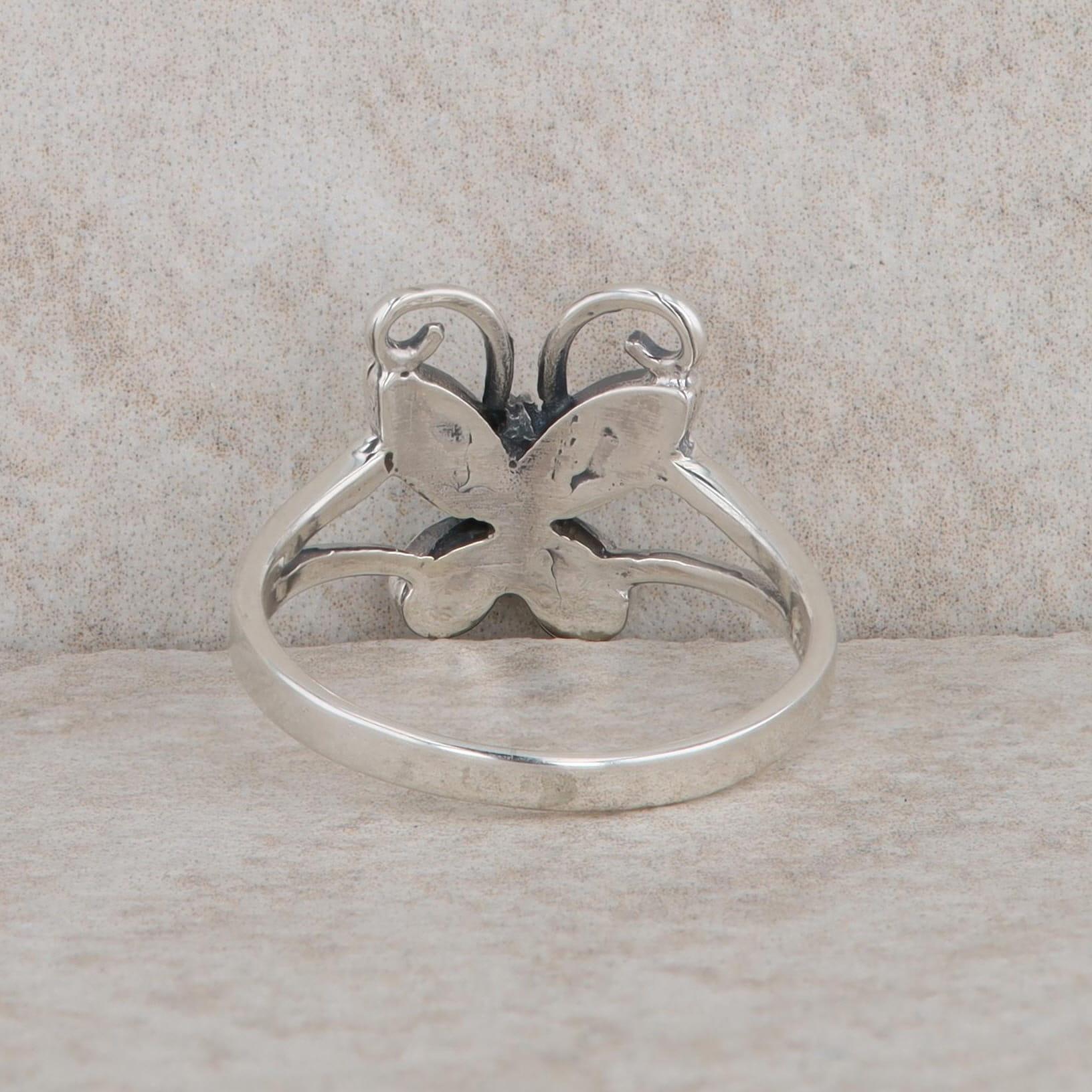 Sterling Silver Mother of Pearl Butterfly Ring