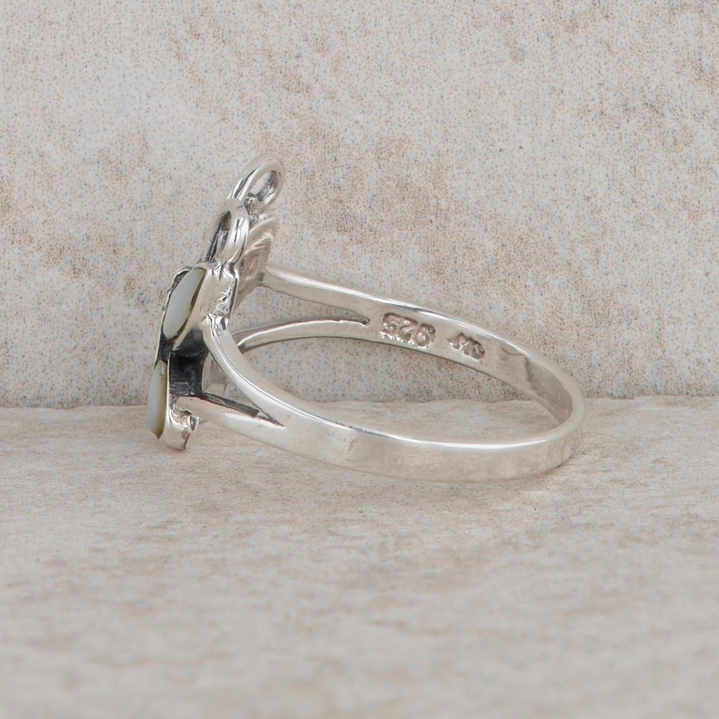 Sterling Silver Mother of Pearl Butterfly Ring