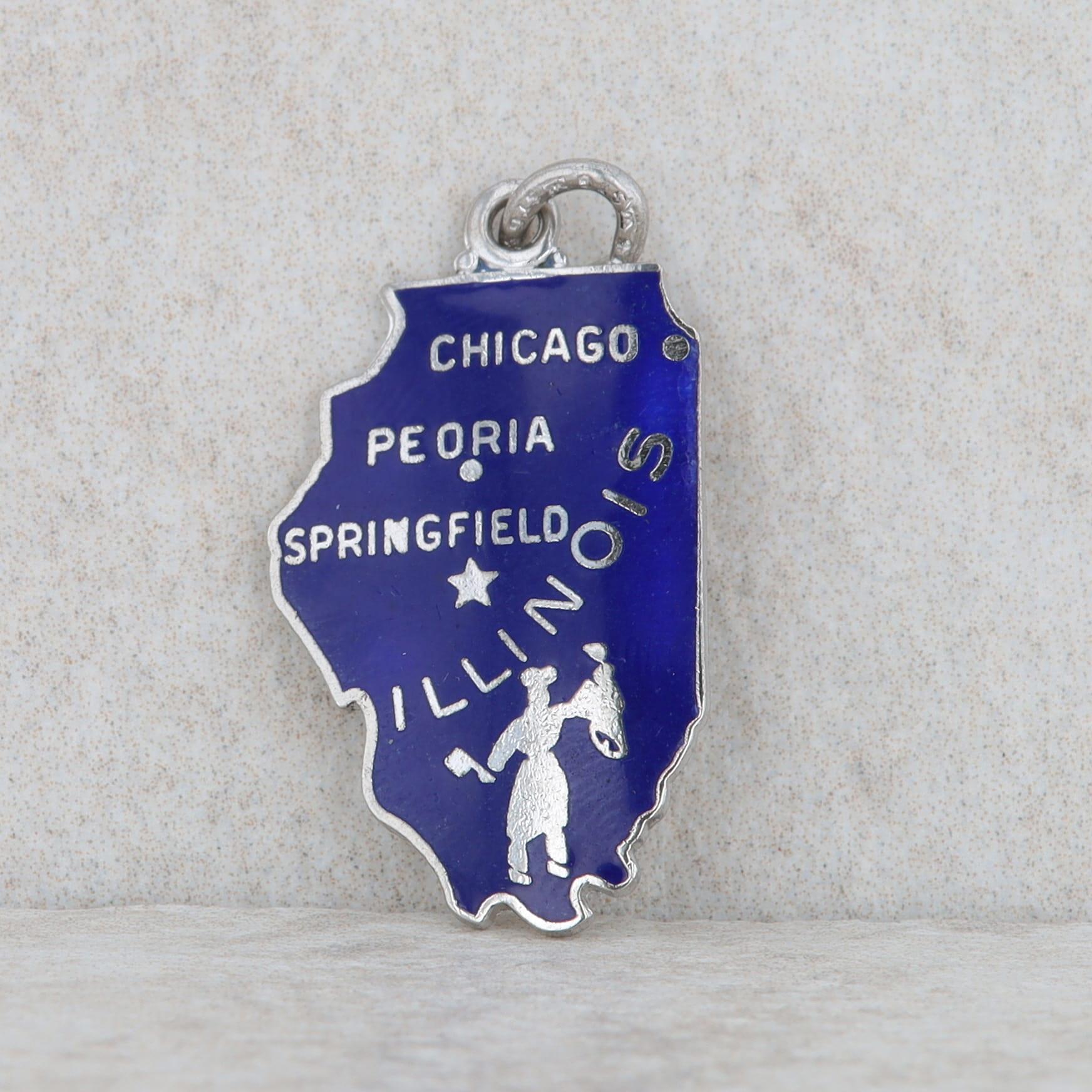 Sterling Silver Illinois State Enamel Charm 2.27g