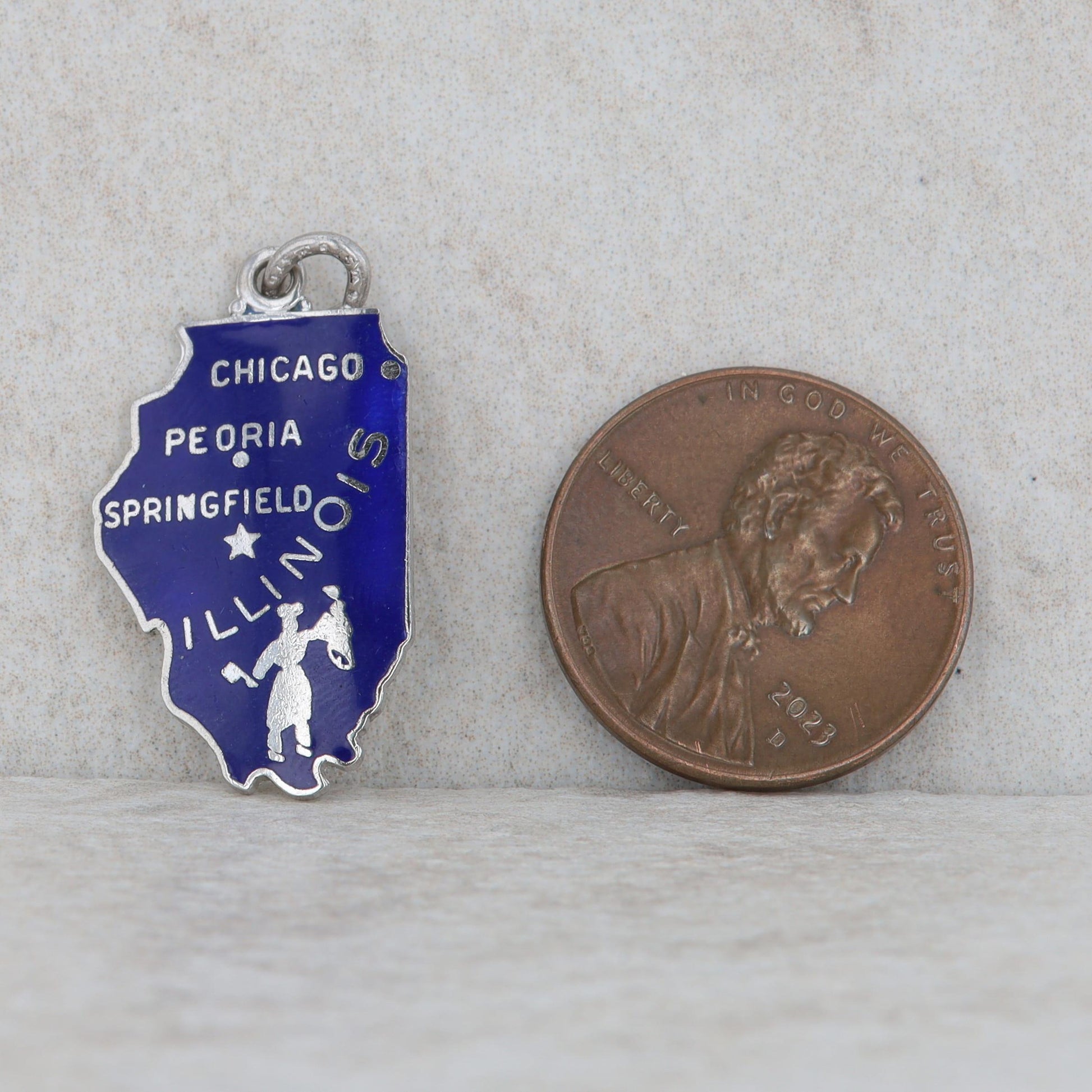 Sterling Silver Illinois State Enamel Charm 2.27g