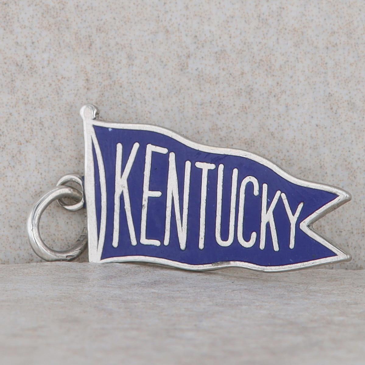 Sterling Silver Blue Enamel Kentucky Flag Charm 1.20g