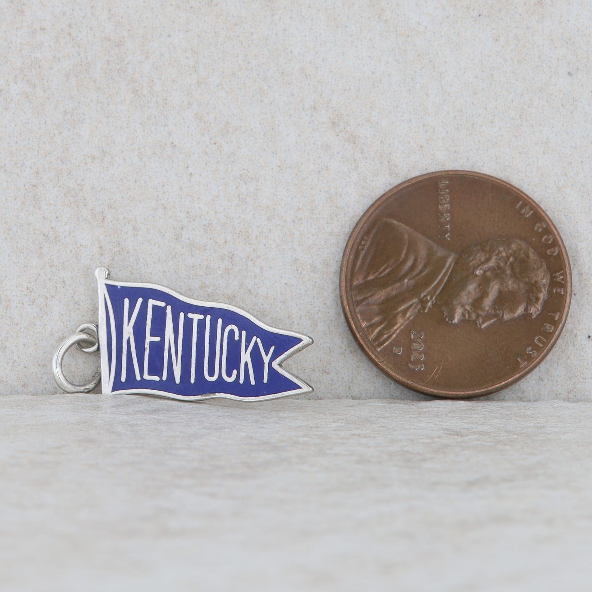 Sterling Silver Blue Enamel Kentucky Flag Charm 1.20g