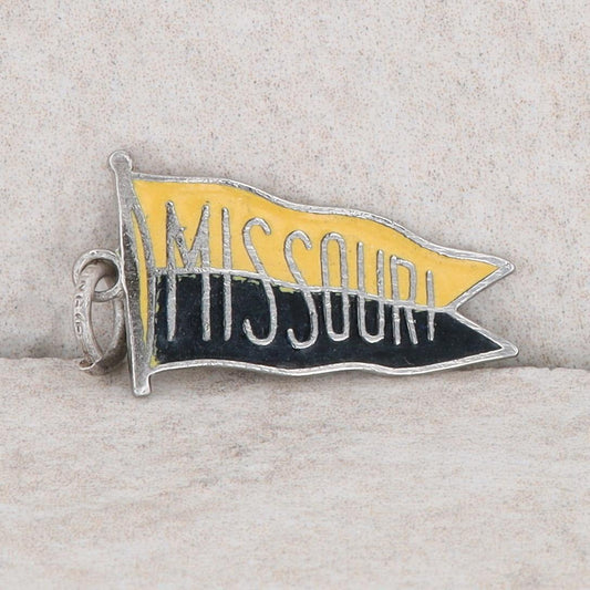 Sterling Silver Yellow and Black Enamel Missouri State Flag Charm 1.30g