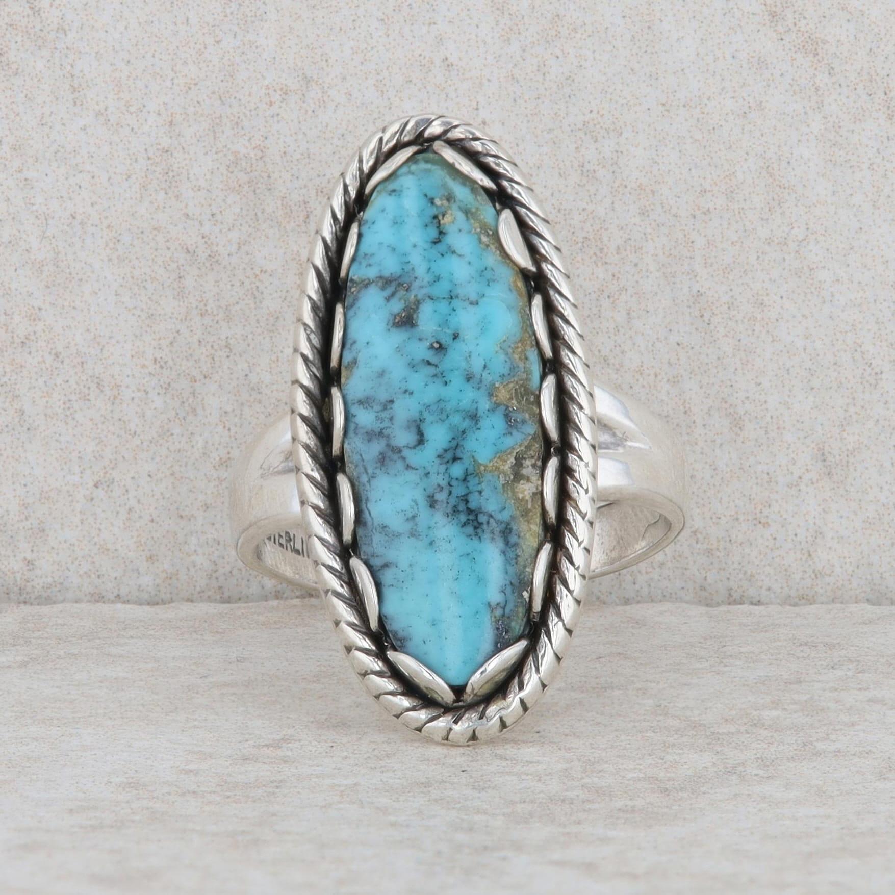 Sterling Silver Oval Turquoise Fashion Ring