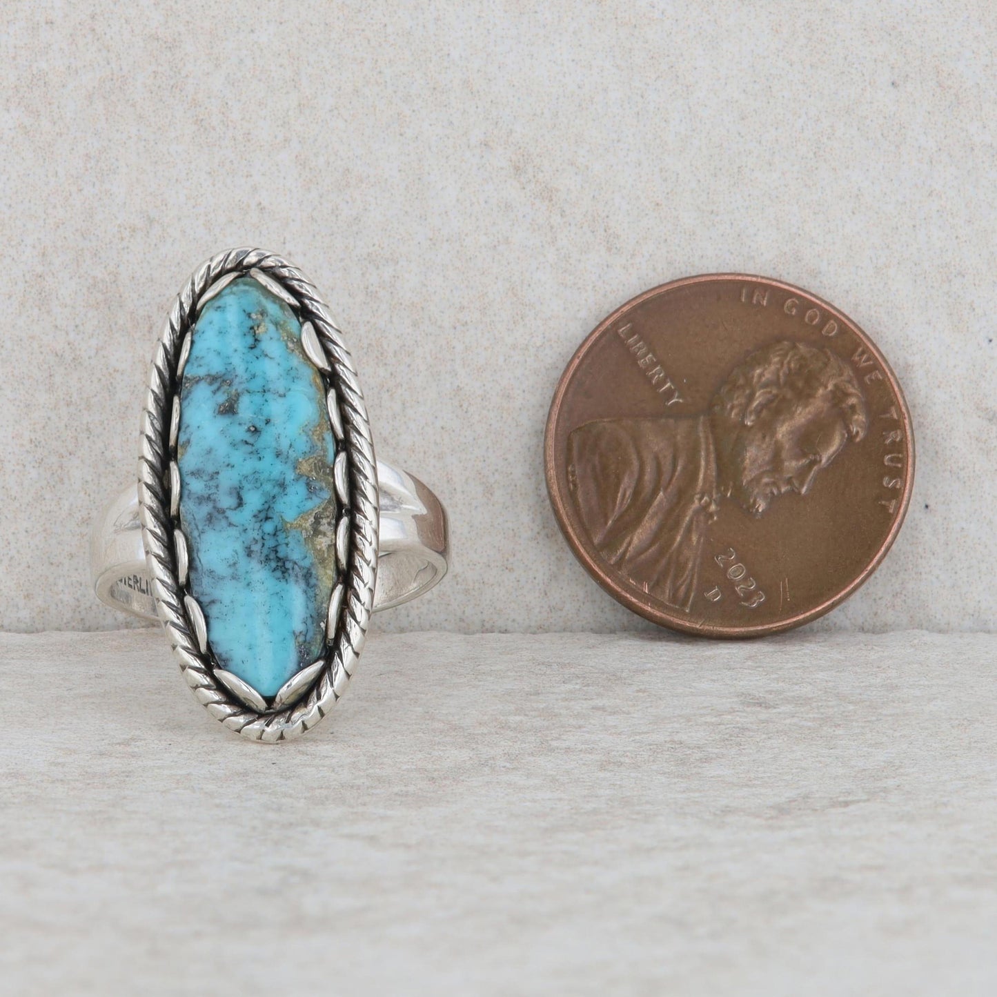 Sterling Silver Oval Turquoise Fashion Ring