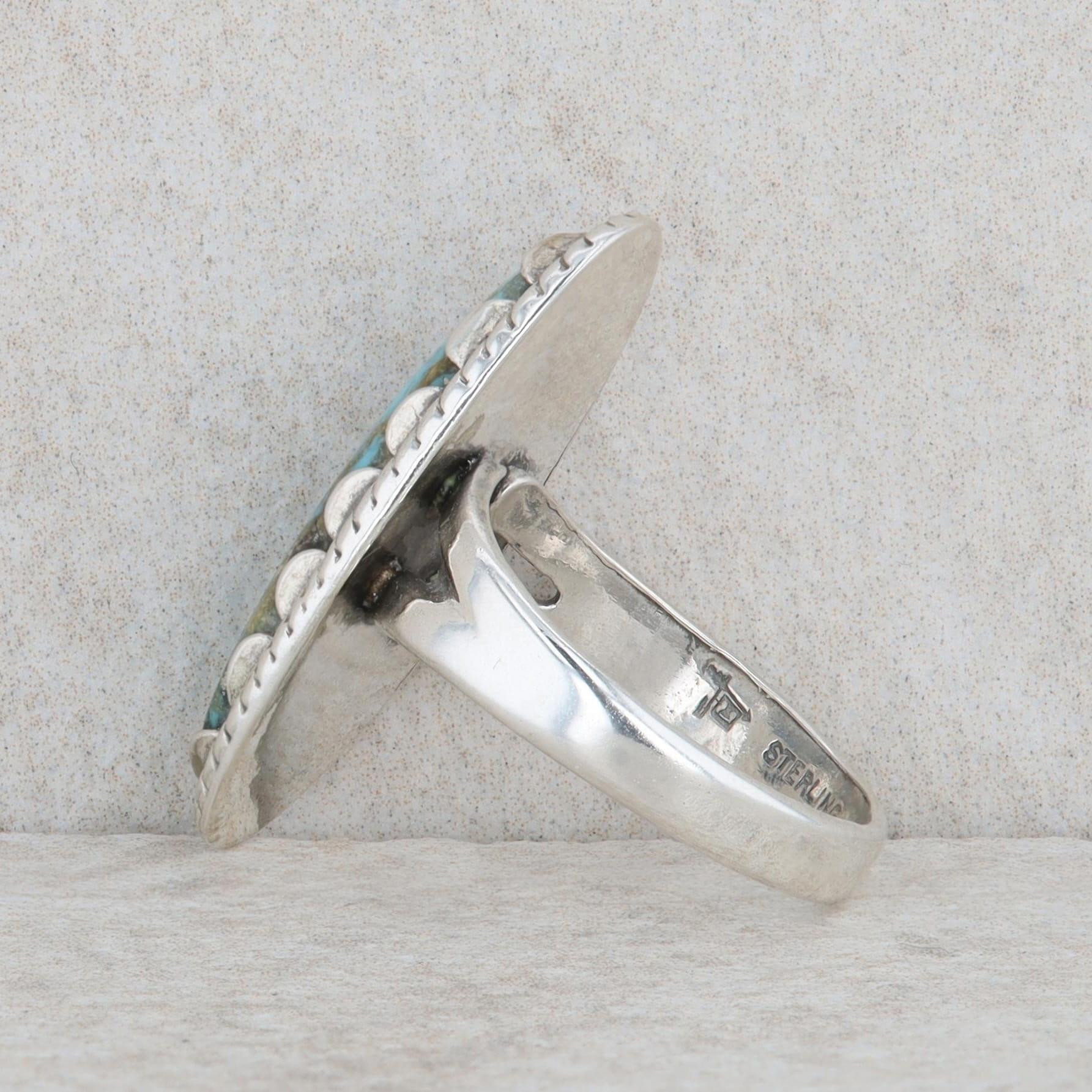 Sterling Silver Oval Turquoise Fashion Ring