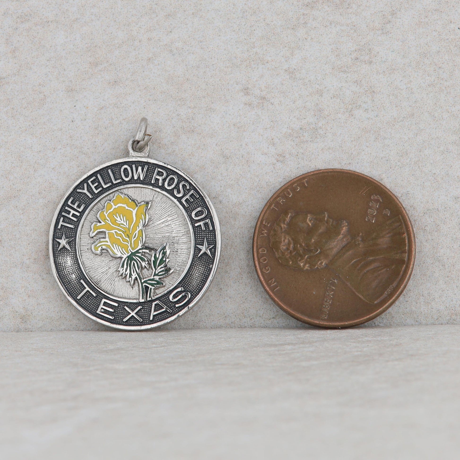 Sterling Silver Texas State Yellow Rose Flower Charm 3.22g