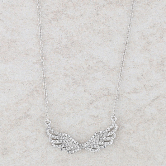 Sterling Silver Angel Wing Diamond Necklace