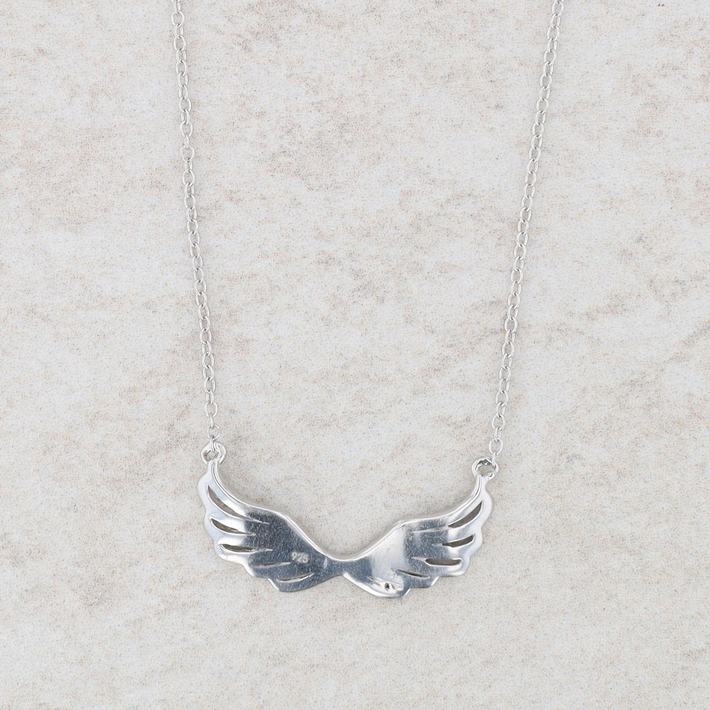 Sterling Silver Angel Wing Diamond Necklace