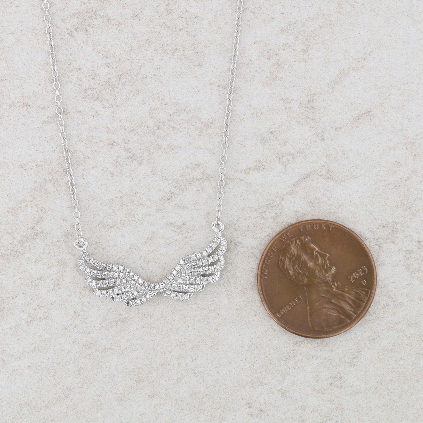 Sterling Silver Angel Wing Diamond Necklace