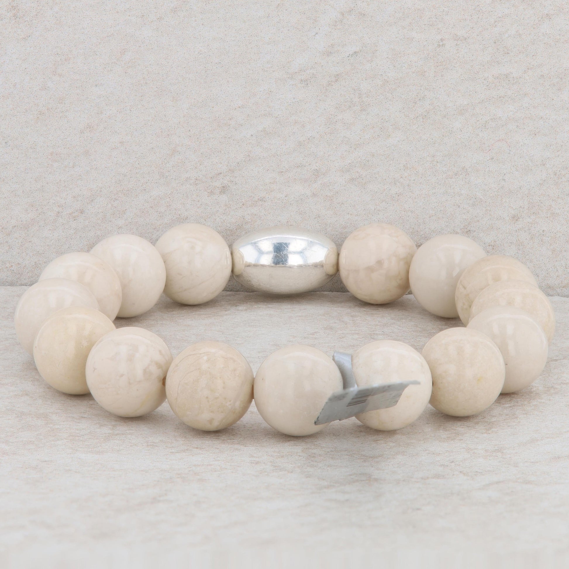 Sterling Silver & Riverstone Beaded Bracelet