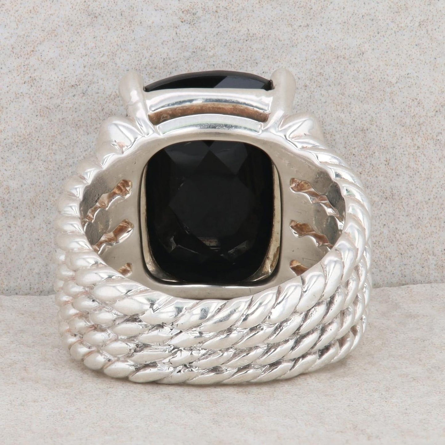 David Yurman Wheaton Albion Sterling Silver Onyx & Diamond Ring