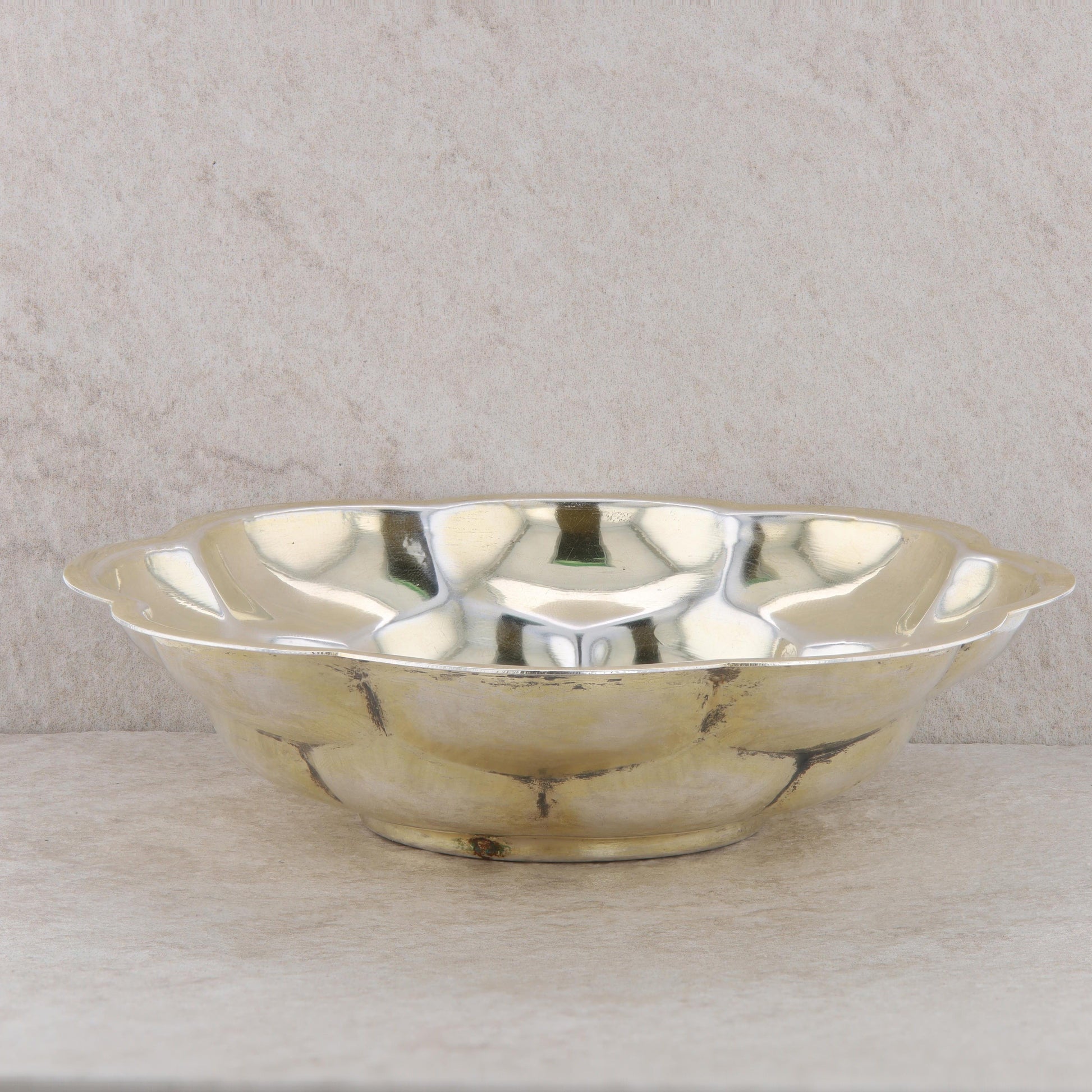 Silver Maria Theresia Coin  Scalloped Deep Bowl Dish