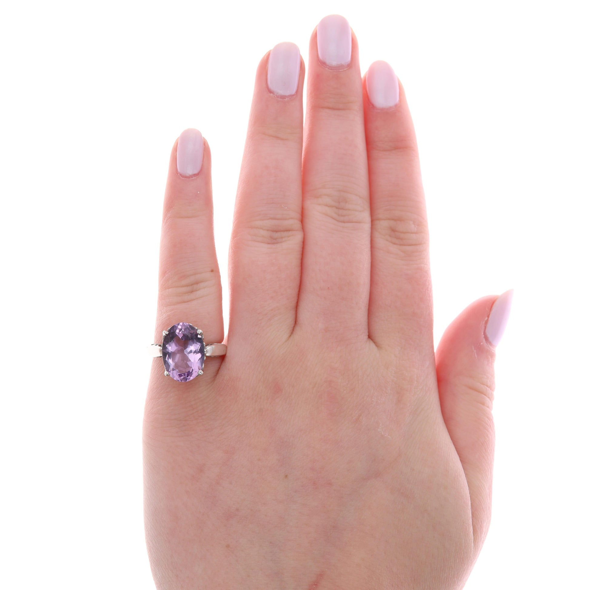 Kabana Sterling Silver Oval Amethyst High Set Ring