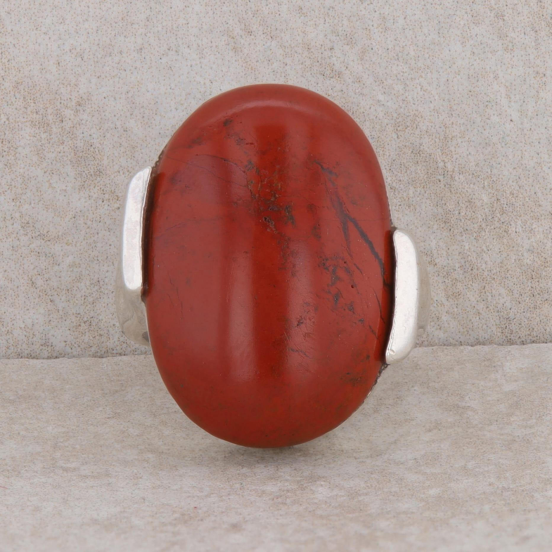 Sterling Silver Oval Jasper Ring 11.7g