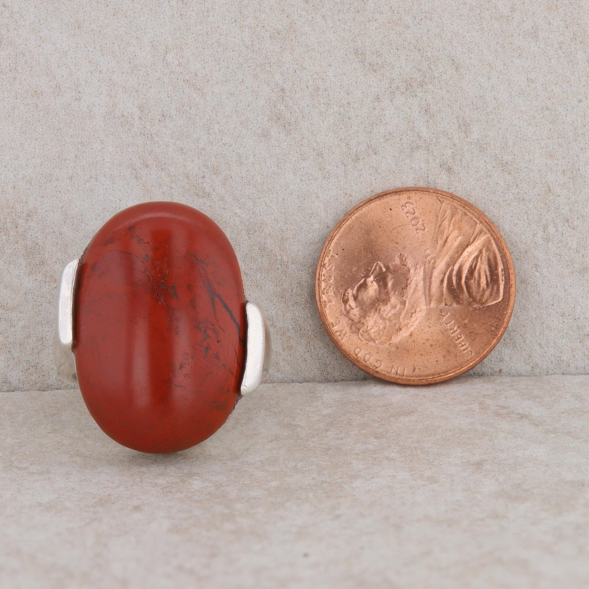 Sterling Silver Oval Jasper Ring 11.7g