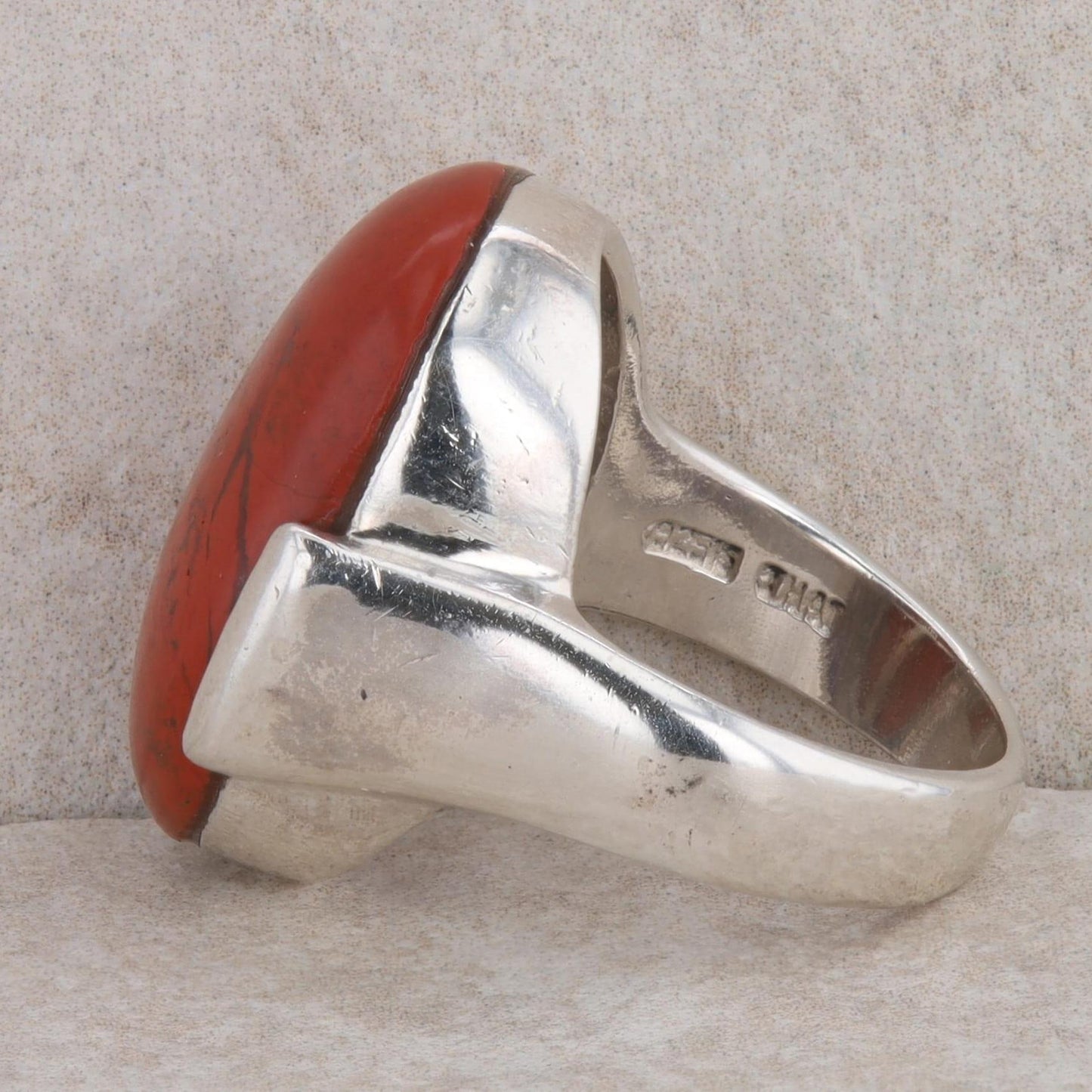 Sterling Silver Oval Jasper Ring 11.7g