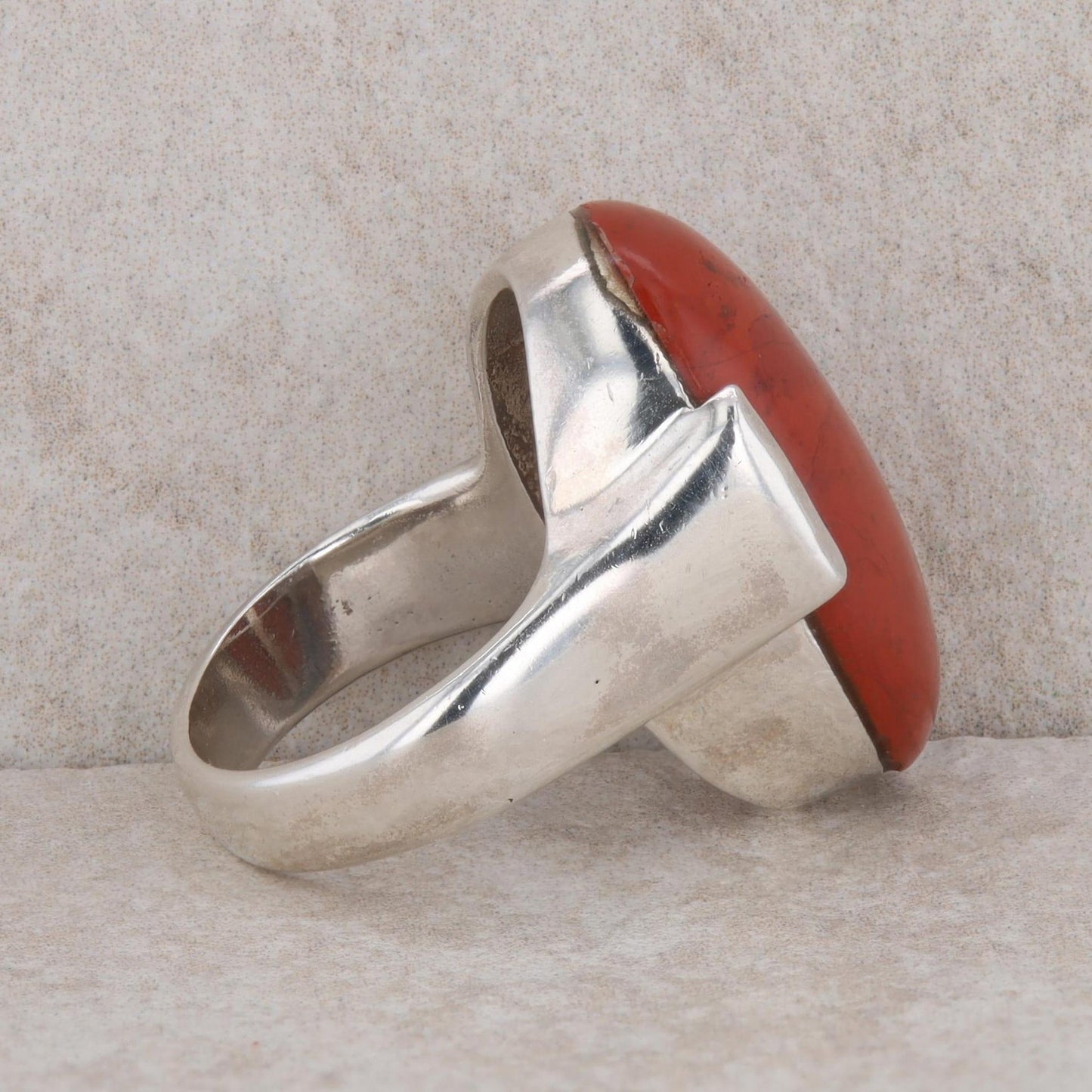 Sterling Silver Oval Jasper Ring 11.7g