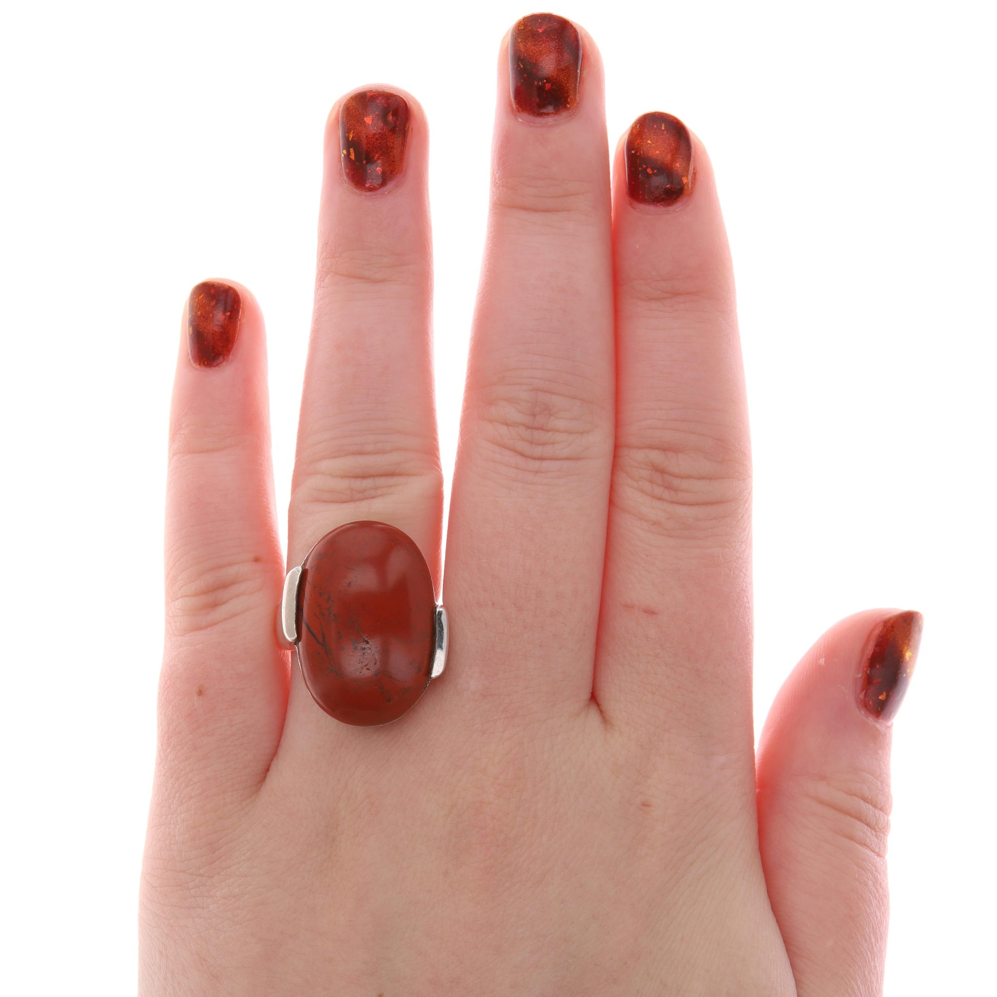 Sterling Silver Oval Jasper Ring 11.7g