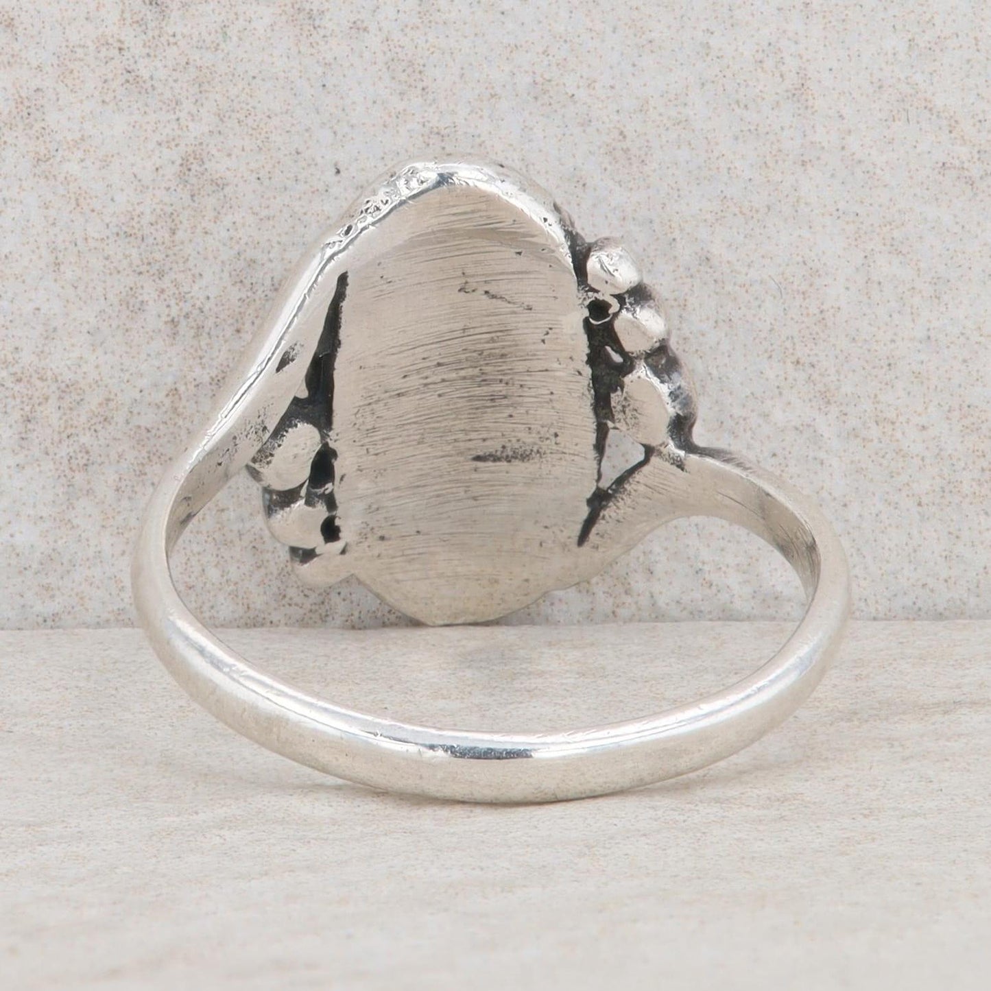 Sterling Silver Oval Mother Of Pearl Bypass Ring