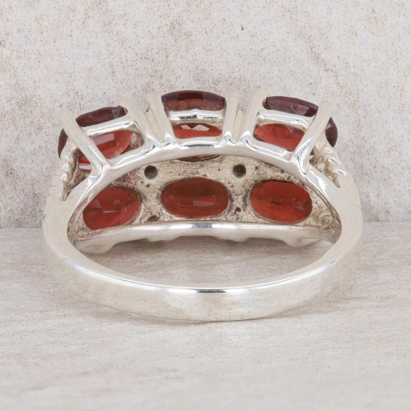 Sterling Silver JED Vintage Oval Garnet Triple Braided Shank Ring